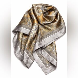 Elegant Gold and Silver Paisley Scarf